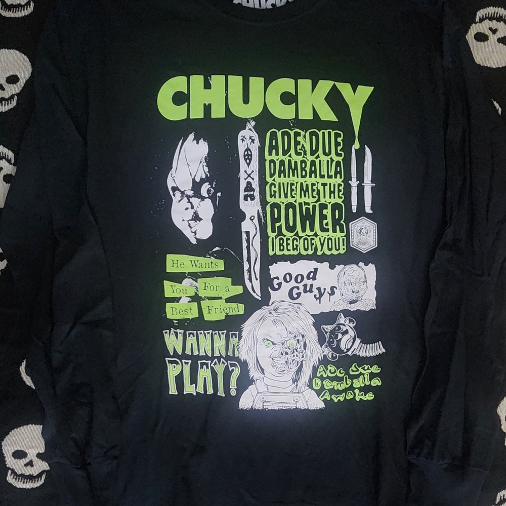 New Chucky longsleeve black green mens large